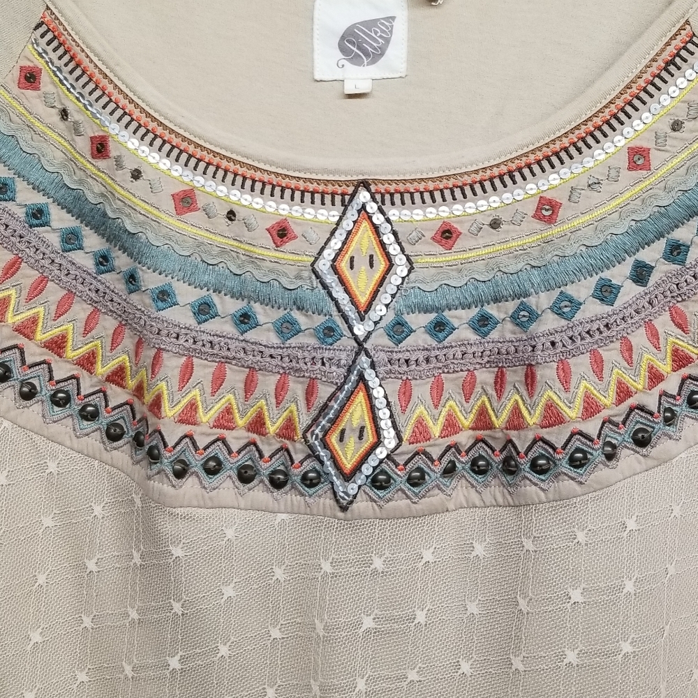 Anthropologie Lilka Lace Embroidered Boho Tee - Picture 3 of 8